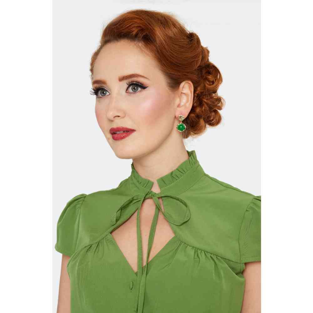 Voodoo Vixen - Jade Stone Drop Ohrringe - Goldfarben